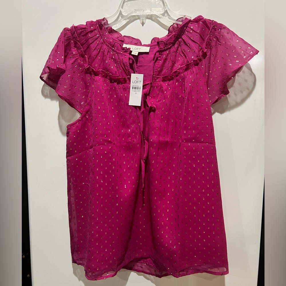 NWT Loft Women’s Jeweled Flutter Blouse